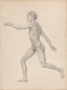 Uma exposição anatómica comparativa da estrutura do corpo humano com a de um tigre e de uma ave comum: Figura Humana, Vista Lateral, Não Dissecada (Estudo Finalizado para o Quadro VIII) de George Stubbs