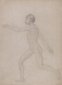 Uma exposição anatómica comparativa da estrutura do corpo humano com a de um tigre e de uma ave comum: Figura Humana, Vista Lateral (Esboço preliminar para o estudo final do Quadro VIII) de George Stubbs