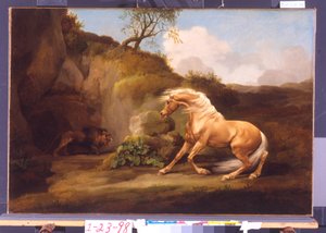 Um cavalo assustado por um leão, c.1790-5