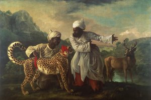 Chita e veado com dois índios, c.1765 (óleo sobre tela) de George Stubbs