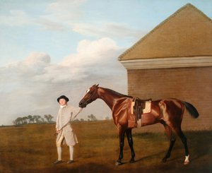 Firetail com o seu treinador junto à Rubbing-Down House em Newmarket Heath de George Stubbs