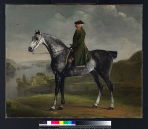 Joseph Smyth Esquire, Tenente da Floresta Whittlebury, Northamptonshire, em um Cavalo Cinzento Dapple, c.1762-64 de George Stubbs