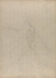 Estudo da figura humana, vista lateral, a partir de uma exposição anatômica comparativa da estrutura do corpo humano com a de um tigre e uma ave comum, 1795-1806 (grafite em papel pesado) de George Stubbs
