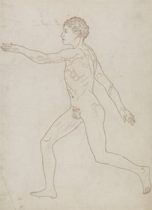 Estudo da figura humana, vista lateral, de &39;Uma exposição anatômica comparativa da estrutura do corpo humano com a de um tigre e uma ave comum&39;, c.1795-1806 (grafite sobre papel) de George Stubbs