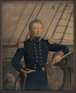 Retrato do Capitão William Hewett, c.1840 (aguarela, madeira, vidro) de George T. Gregory