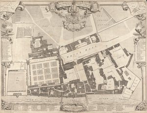 Um levantamento e Lote Terrestre do Palácio Real em Whitehall de George Vertue