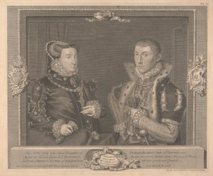 Frances Grey (née Brandon), Duquesa de Suffolk e o seu marido Adrian Strokes de George Vertue