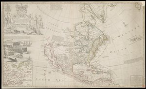 Mapa da América do Norte, c. 1720 (gravura) de George Vertue