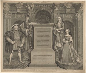 Henrique VII e a família de Henrique VIII no Palácio de Whitehall de George Vertue after Hans Holbein the Younger
