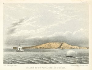 Ilha de São Paulo, Oceano Índico (gravura a cores)