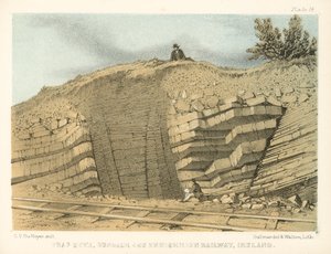 Trap Dyke, Caminho de ferro de Dundalk e Enniskillen, Irlanda (gravura a cores)