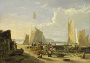 Uma cena do porto na Ilha de Wight, olhando para as Agulhas de George Vincent
