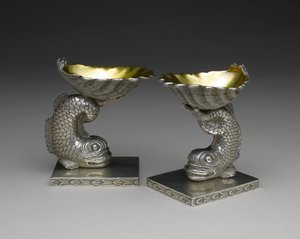 Par de pratos de sal, c. 1843-1850 (prata e douramento de prata) de George W. Stewart