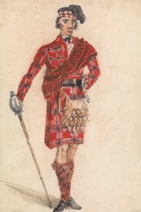 Escocês com Espada; Vestido Moderno de um Chieftan das Terras Altas