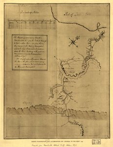 Mapa de George Washington, que acompanha o seu "diário para o Ohio", 1754. LOC 99446116 de George Washington