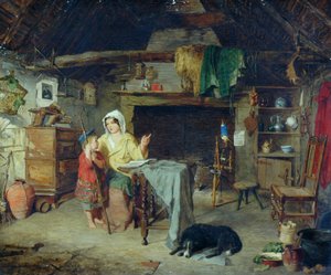 O Ettrick Pastor Boy Recebendo suas primeiras impressões de sua mãe, 1858 de George Washington Brownlow