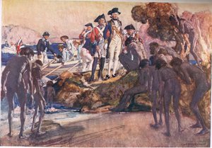 Governador Phillip em Sydney Cove (cor litho)