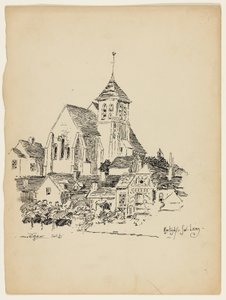 Igreja em Montigny-Sur-Loing, França, esboço de viagem de George Washington Maher