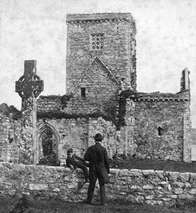 Ruínas da catedral e St Martins Cross, Iona, Argyll and Bute, Escócia, final do século XIX.