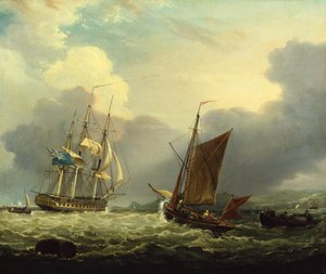 A 36 Gun Fragate na costa de Devon (óleo sobre tela)