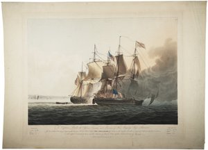 O navio de sua majestade, Shannon, capturando a fragata americana Chesapeake, 1813