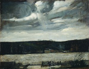 Um dia nublado (rio Hudson: bátega a aproximar-se) de George Wesley Bellows