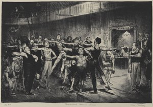 Classe de homens de negócios (classe de homens de negócios, YMCA) 1916 (lito em papel de wove) de George Wesley Bellows