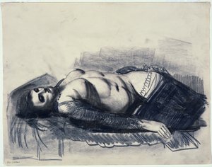 Odalisca (lápis sobre papel) de George Wesley Bellows