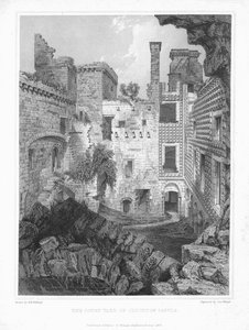 O pátio do castelo de Crichton, c1847.