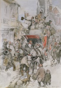 O Stagecoach de Natal (lápis, wc e bodycolour) de George Wright