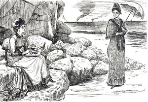 Desenho animado retratando mulheres com óculos de pince-nez de George du Maurier