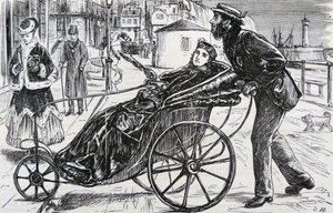 Patrick, a empurrar a cadeira de banho da senhora de George du Maurier