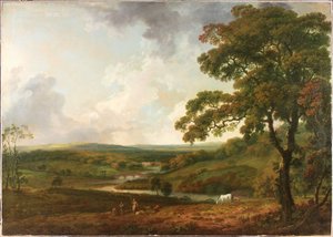 Uma vista no Welbeck Park com um riacho sinuoso (óleo sobre tela)