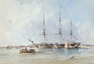 A fragata Blackwall Seringapatam ancorada perto do Forte de Tilbury de George the Elder Chambers