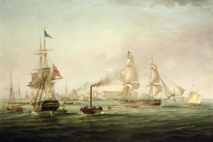 Vista do porto de Hull com o Spartan (óleo sobre tela) de George the Elder Chambers