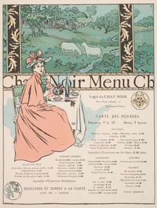 Menu do gato preto (cor litográfica e estêncil)
