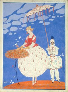 Rosas de outono (caneta, tinta e aquarela sobre papel) de Georges Barbier