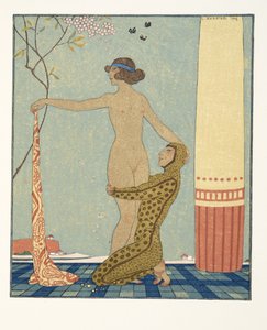 Bilitis, ilustração de Les Chansons de Bilitis, de Pierre Louys, pub. 1922 (impressão a estêncil) de Georges Barbier