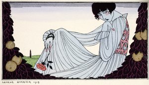 Contemplação 1919 (impressão em estêncil) de Georges Barbier