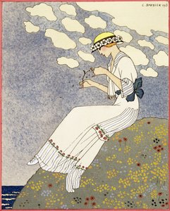 Design para um vestido country da Maison Paquin, 1913 de Georges Barbier