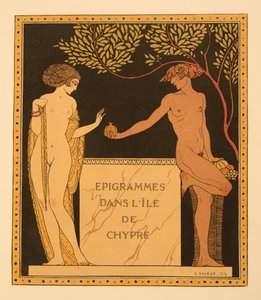 Epigramas na Ilha de Chipre, ilustração de Les Chansons de Bilitis, de Pierre Louys, pub. 1922 (impressão em estêncil) de Georges Barbier