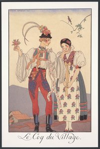 Falbalas e Fanfreluches, Almanaque de 1922, Le coq du village, de George Barbier, impressão de Georges Barbier