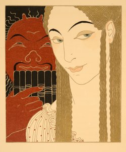 La Lettre, ilustração de Les Chansons de Bilitis, de Pierre Louys, pub. 1922 (impressão a estêncil) de Georges Barbier