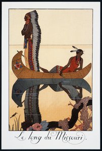 Ao longo do Missouri, litografia de George Barbier (1882-1932), de Falbalas et Fanfreluches, Almanach des Modes Presentes, Passees et Futures, França, século XX de Georges Barbier