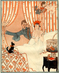 O retorno não planejado… Ou o despertador - ilustração de la Vie Parisienne de Georges Barbier