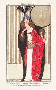 Placa de moda feminina do Journal des Dames et des Modes de Georges Barbier