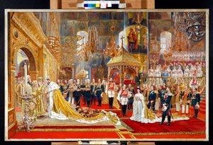 Coroação do czar Alexandre III da Rússia (1845-1894) e da imperatriz Maria Feodorovna (Dagmar da Dinamarca) (1847-1928) - Obra de Georges Becker (1845-1909) de Georges Becker