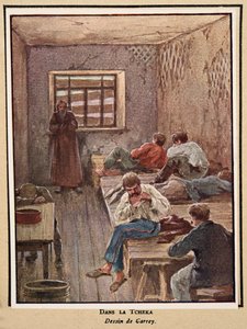 Na Cheka; de Histoire des Soviets, pub. 1922 (litografia a cores)
