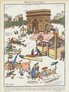 Visita do Rei Eduardo VII à França. Ilustração para Le Rire