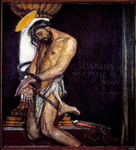 Cristo tem a Pintura de Coluna de Georges Desvallieres (1861-1950) 1910 Paris, Museu Nacional de Arte Moderna